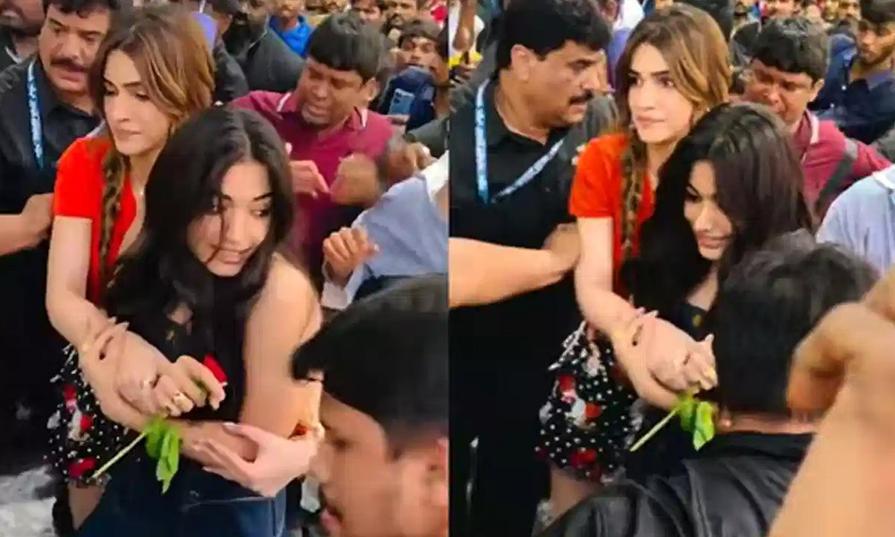 ভক্তদের ভিড়ে নাজেহাল রাশমিকা, আগলে রাখলেন কৃতি