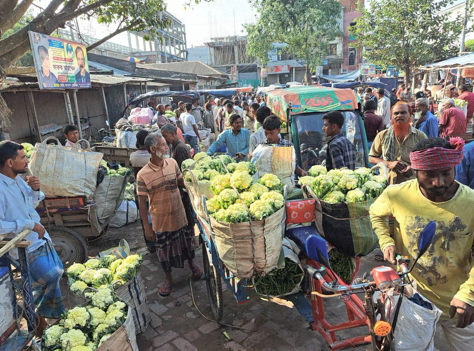 পলাশবাড়ীর বাজারে শীতের সবজি, দাম চড়া