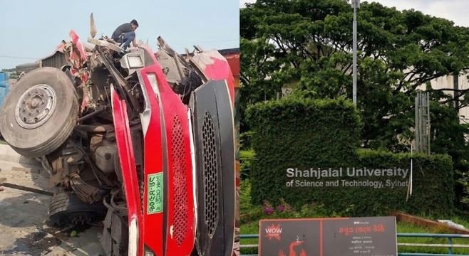 সিলেটগামী বাস দুর্ঘটনায় প্রাণ গেল শাবি শিক্ষার্থীসহ ৩ জনের