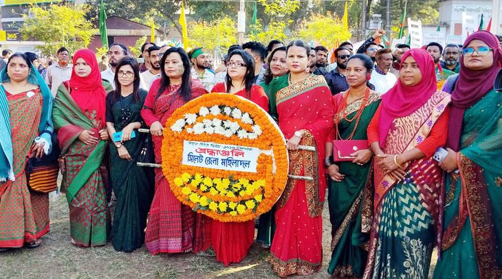 মহান বিজয় দিবসে সিলেট জেলা মহিলা দলের শ্রদ্ধাঞ্জলি নিবেদন